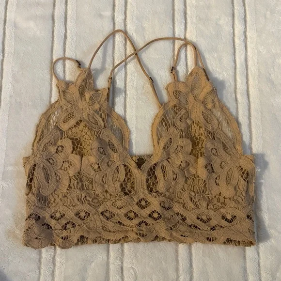 Free people intimately fp nude Adella bandeau bralette boho lace crop top XS - Picture 1 of 6